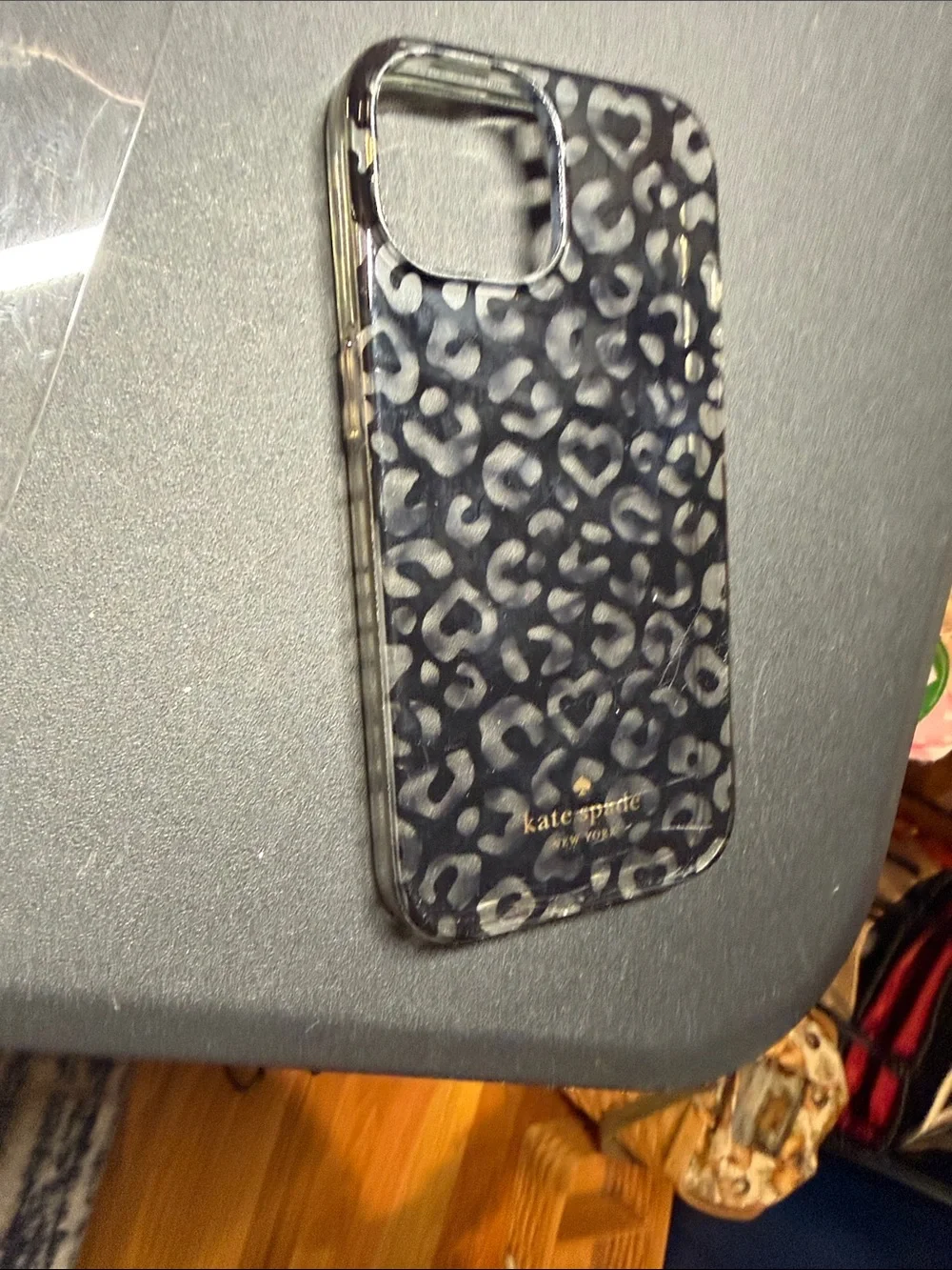 kate spade Black and Gold Heart Leopard iPhone Case